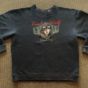 Retro Croft & Barrow Timberwolf Embroidered Sweatshirt Size Large